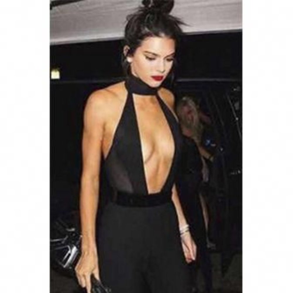 Kendall Inspired Plunge Neck Jumpsuit